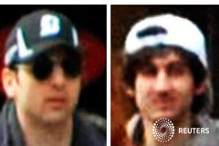 Continúa búsqueda de un segundo sospechoso del ataque de Boston Una combinación de fotos colgada en la página web del FBI, el 18 de abril de 2013, muetra a los dos sospechosos relacionados con el ataque al maratón de Boston del 15 de abril