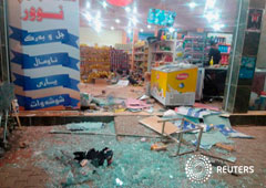 Daños en una tienda después de un terremoto en Halabja, Irak, 12 de noviembre de 2017