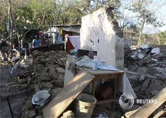 Una vivienda dañada por el terremoto en Ometepec