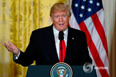 Trump cuestiona la llegada a EEUU de inmigrantes de «países de mierda» El presidente de Estados Unidos, Donald Trump, participa en una conferencia de prensa conjunta con la primera ministra noruega, Erna Solberg, en el Salón Este de la Casa Blanca en Washington, Estados Unidos, el 10 de enero del 2018