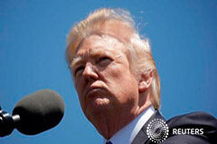 Trump reveló secretos de inteligencia a rusos en la Casa Blanca, según responsables Tump durante un acto en Washington, el 15 de mayo de 2017