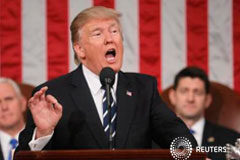 Trump suaviza su postura sobre inmigración, ofrece un tono medido en el Congreso Trump durnate su discurso ante el Congreso en Washington, el 28 de febrero de 2017