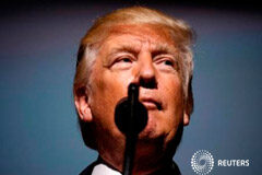 Trump prevé recortes de 3,6 billones dlrs en un presupuesto austero Trump en el Leadership Forum de la Asociación Nacional del Rifle (NRA,por sus siglas en inglés) en el Georgia World Congress Center en Atlanta, Georgia, EEUU, 28 de abril de 2017