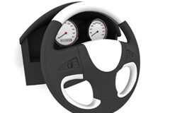 El nuevo permiso de conducción europeo ya está en vigor Un volante de un coche (gris y blanco)
