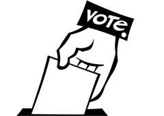 Dibujo de una mano metiendo un voto en una urna