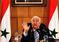 Ministro sirio de Asuntos Exteriores, Walid Mualem, en una rueda de prensa en Damasco el 27 de agosto