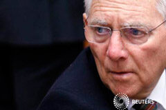 Ministro de Finanzas alemán ve insuficiente la propuesta griega El ministro de Finanzas alemán, Wolfgang Schäuble, durante una reunión de los ministros de Finanzas de la eurozona en Bruselas el 16 de febrero de 2015