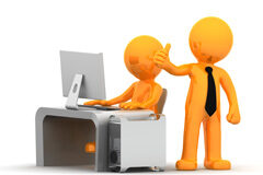 La mentalidad de los abogados Dos muñecos amarillos, uno sentado y el otro haciendo ok con el dedo