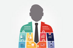 El abogado ante los cambios de la profesión Silueta con infografía