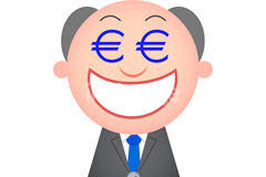 Y mis honorarios, ¿qué? Dibujo de un señor con símbolo de euro por ojos