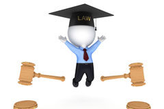 Formas jurídicas para emprender en Abogacía Muñeco con birrete y mazos de justicia