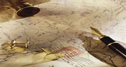 I Symposium sobre el pensamiento de Javier Fernández Aguado Un mapa con una pluma encima.