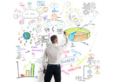 Una persona haciendo un mural compuesto de gráficos Una persona haciendo un mural compuesto de gráficos
