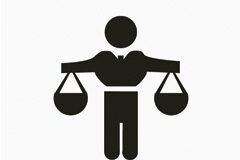 Abogados y Recursos Humanos Silueta de persona simulando una balanza de justicia