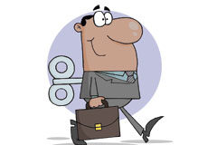 ¿Deberíamos preocuparnos los abogados o los jueces de ser sustituidos por máquinas? Dibujo de un abogado con una llave en la espalda