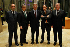 Cuatrecasas, Gonçalves Pereira celebra 75 años en el País Vasco Rafael Fontana, Consejero Delegado, Antón Pérez-Iriondo, Director de la Oficina del País Vasco, Emilio Cuatrecasas, Presidente, Joanes Labayen, director de la Oficina de San Sebastián y José María Acedo, director de la Oficina de Vitoria