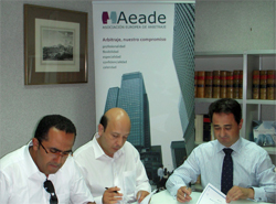 Tarik Mossadek, Riyad Fakhri, miembros del consejo de administración de Cimar y Javier Íscar, secretario general de Aeade
