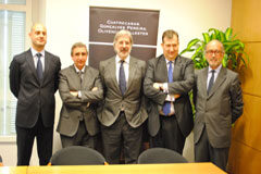 Cuatrecasas, Gonçalves Pereira inaugura su oficina de Málaga Jorge Robles, Francisco Romero, Emilio Cuatrecasas, Luis Olivencia y Rafael Fontana