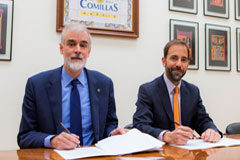 Thomson Reuters y la Universidad Pontificia Comillas firman un convenio para editar la Revista ICADE en su plataforma digital Momento de la firma