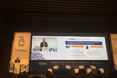 Ignacio Carnero: “Thomson Reuters ofrece tecnología de vanguardia para que los Colegios puedan acompañar a los Colegiados en su digitalización” Ignacio Carnero durante su intervención.