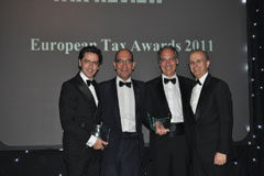 Garrigues, galardonada como ‘Mejor firma fiscal del año’ de España y Portugal en los ‘European Tax Awards’ Juan Reig, Miguel C. Reis, Fernando Castro Silva y Ángel Calleja.