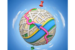 La geolocalización, ¿vulnera derechos? Una bola con marcas de localización