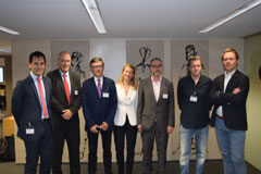 Roca Junyent acoge un debate sobre las claves del futuro del sector biotecnológico Izda. a dcha.: Miquel Àngel Bonachera (AB Biotics), el moderador Albert Fernández Terricabras (IESE), Joan Comella (VHIR), Yolanda Puiggròs (Roca Junyent), Carlos Lurigados ( FreeOX Biotech), Miquel Martí (Barcelona Tech City) y Josep Lluís Sanfeliu (Asab