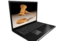 En tierra de nadie Un ordenador portatil y en la pantalla se ve una maza