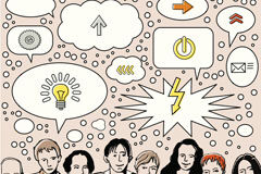 Social media and copyright: Who owns the content? Dibujo de personas e ideas