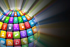 Principales beneficios del uso de las redes sociales en la administración pública Una bola llena de símbolos