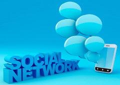 Las palabras social network y un móvil