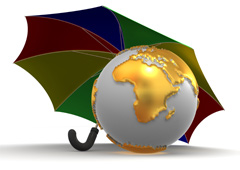 Paraguas y bola del mundo