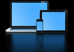Un portátil, una tableta y un iPhone
