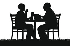 Abogado, implícate con tu cliente, pero no demasiado… Siluetas de dos personas tomando café