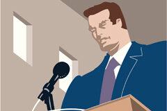 ¿Por qué los abogados no concluimos bien nuestros informes orales? Imagen de una persona de trabaje hablando en un estrado