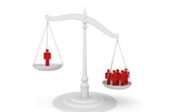 La convocatoria de junta en una sociedad mancomunada Balanza con muñecos rojos en una bandeja y un muñeco solo en otra