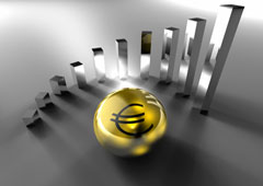 Una bola del mundo con el símbolo del euro