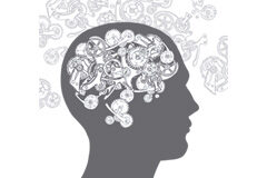 ¿A qué se parece el cerebro de un abogado experto en el registro de marcas? Silueta de una cabeza con engranajes