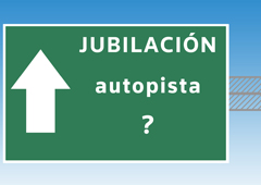 Un cartel de autopista en el que pone 'JUBILACIÓN autopista ?'