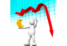 Las soluciones previas o paralelas al concurso de acreedores: una forma distinta de aproximarse a la insolvencia Gráfico descendente y un muñeco con el símbolo del euro