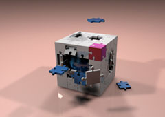 Un cubo con piezas sueltas