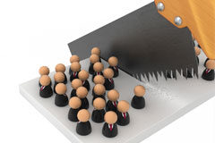 La Nueva Regulación de la Protección al desempleo Unos muñequitos agrupados al lado de una sierra