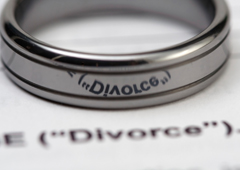 Una alianza donde se refleja la palabra 'divorce'