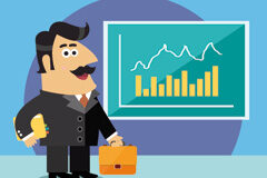 ¿Prueba del control o control de la prueba? Dibujo de una persona con maletín y una gráfico