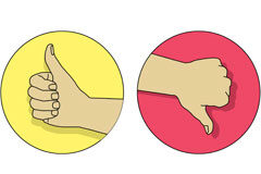 ¿Qué es para el abogado ganar o perder el juicio? Una mano con el pulgar hacia arriba y otra con el pulgar hacia abajo