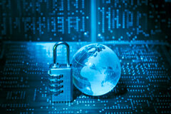 El terremoto de la seguridad Un candado y una bola del mundo