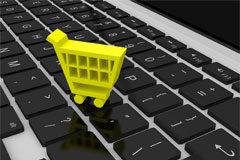 El agotamiento del derecho de “distribución digital” Un ordenador con un carrito de compra amarillo