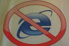 Seis años de prisión para los administradores de una página web de contenidos ilegales Señal de prohibido con la e de explorer dentro