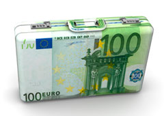 Maleta forrada con billetes de 100 euros