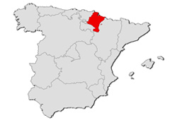 Resaltada Navarra dentro de un mapa de España